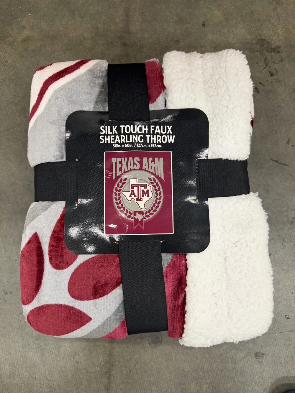 NCAA Texas A&M Maroon and White Silk Touch Faux Shearling Throw